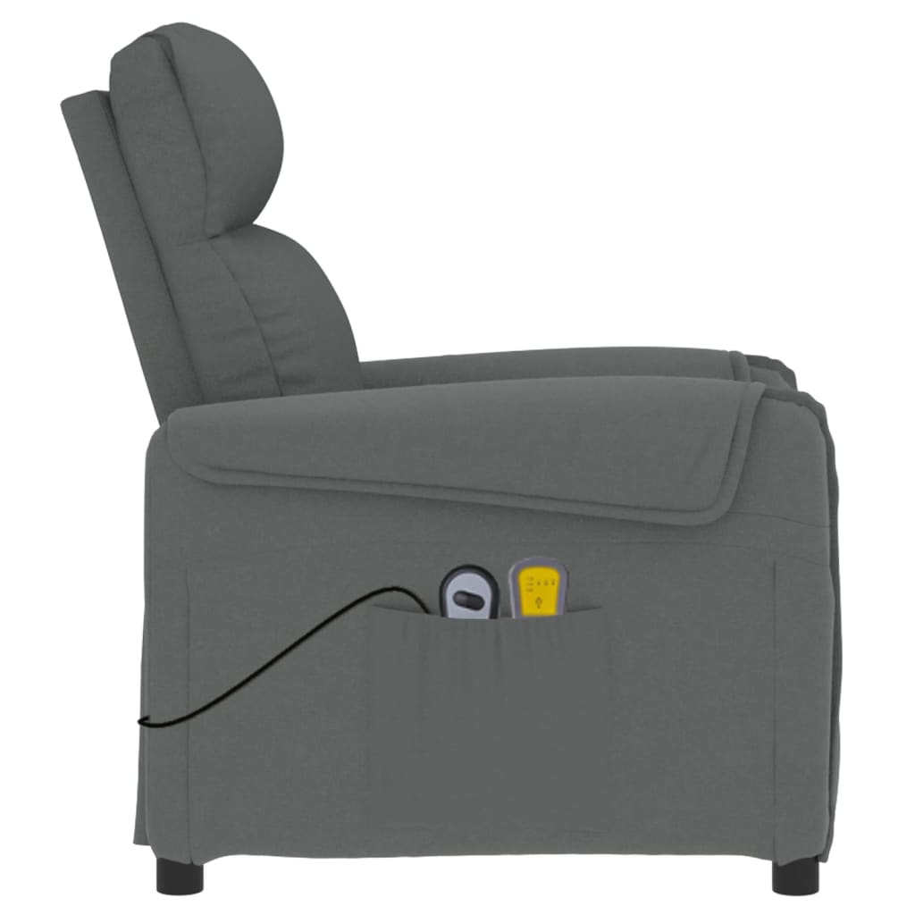 vidaXL Fauteuil de massage inclinable Gris foncé Tissu