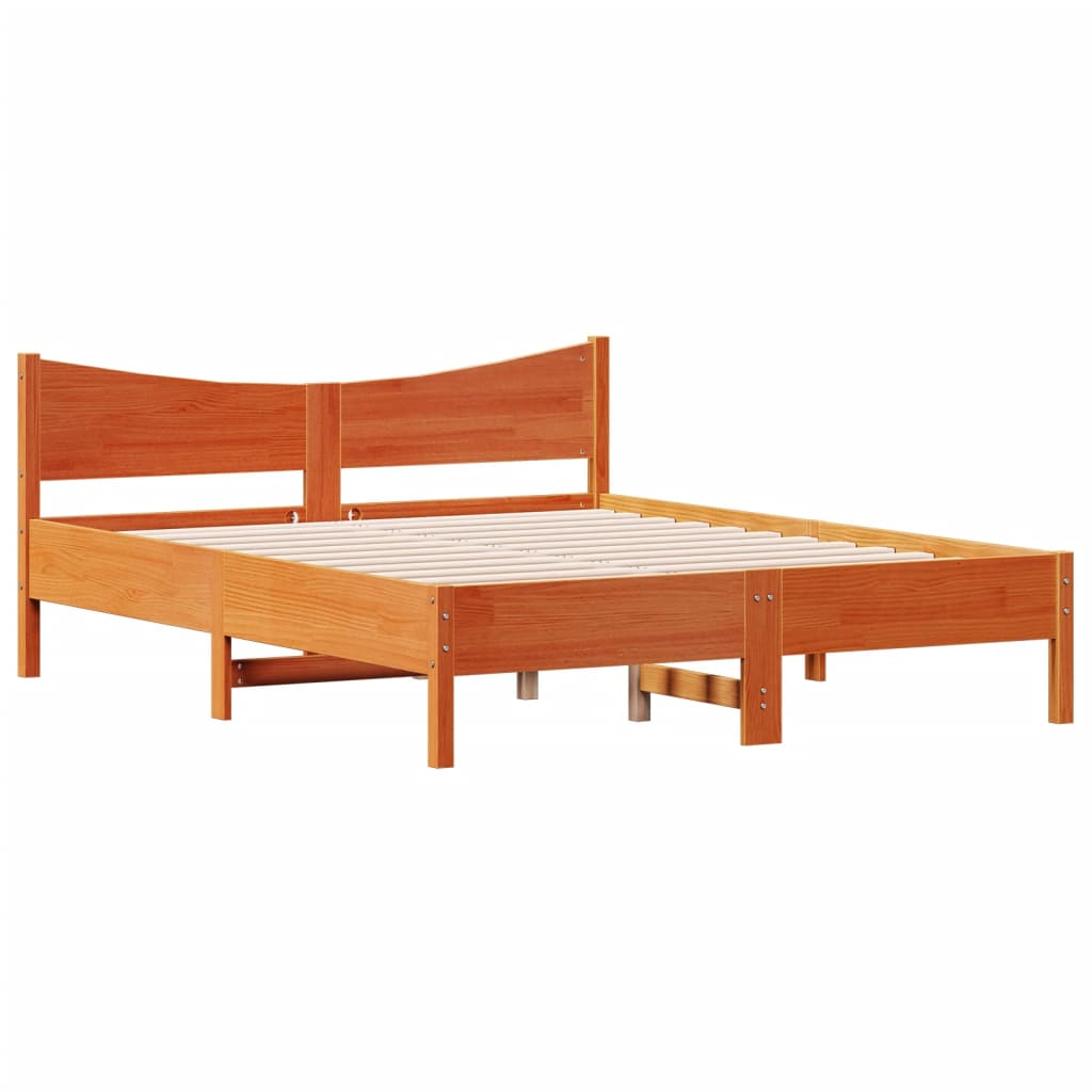 vidaXL Cadre de lit sans matelas cire marron 160x200cm bois pin massif