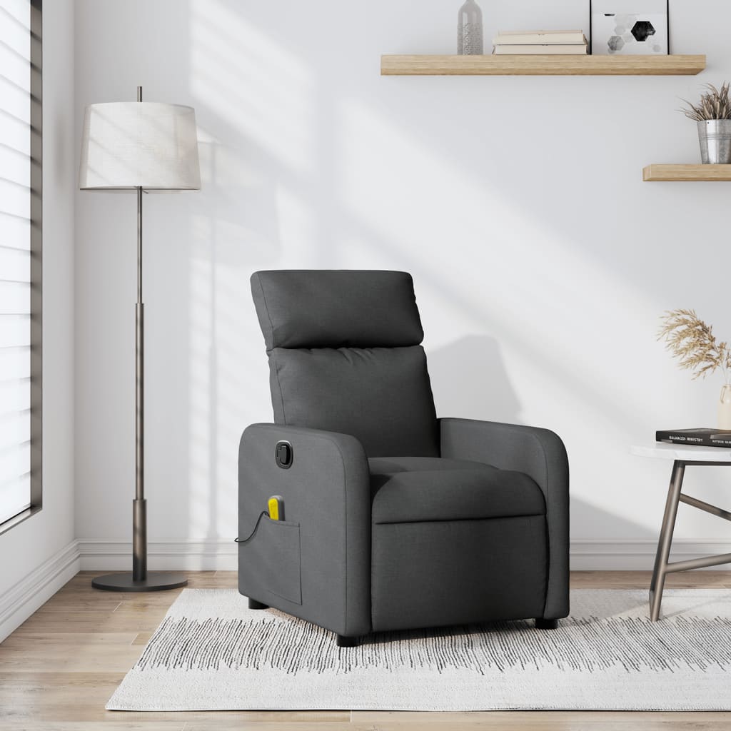 vidaXL Fauteuil de massage inclinable Gris foncé Tissu