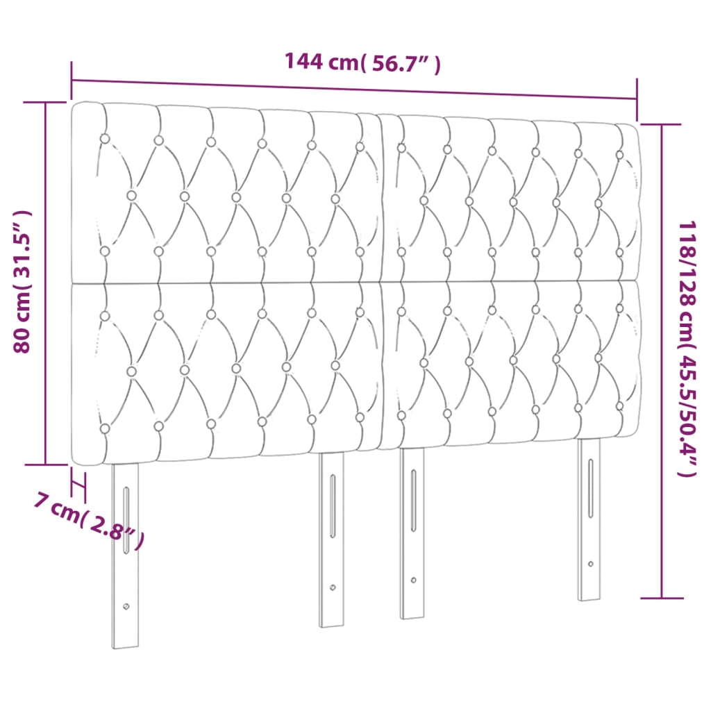 vidaXL Têtes de lit 4 pcs Noir 72x7x78/88 cm Velours