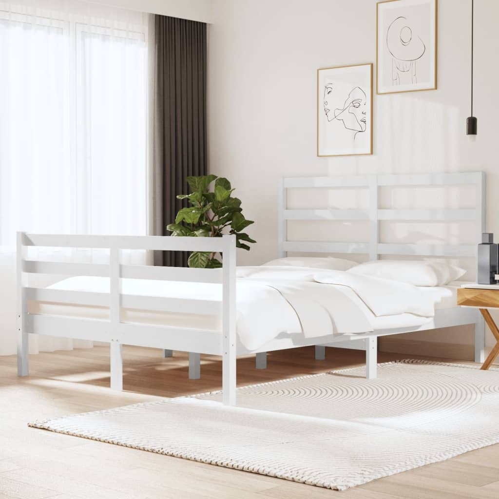 vidaXL Cadre de lit sans matelas blanc bois de pin massif 120x190 cm