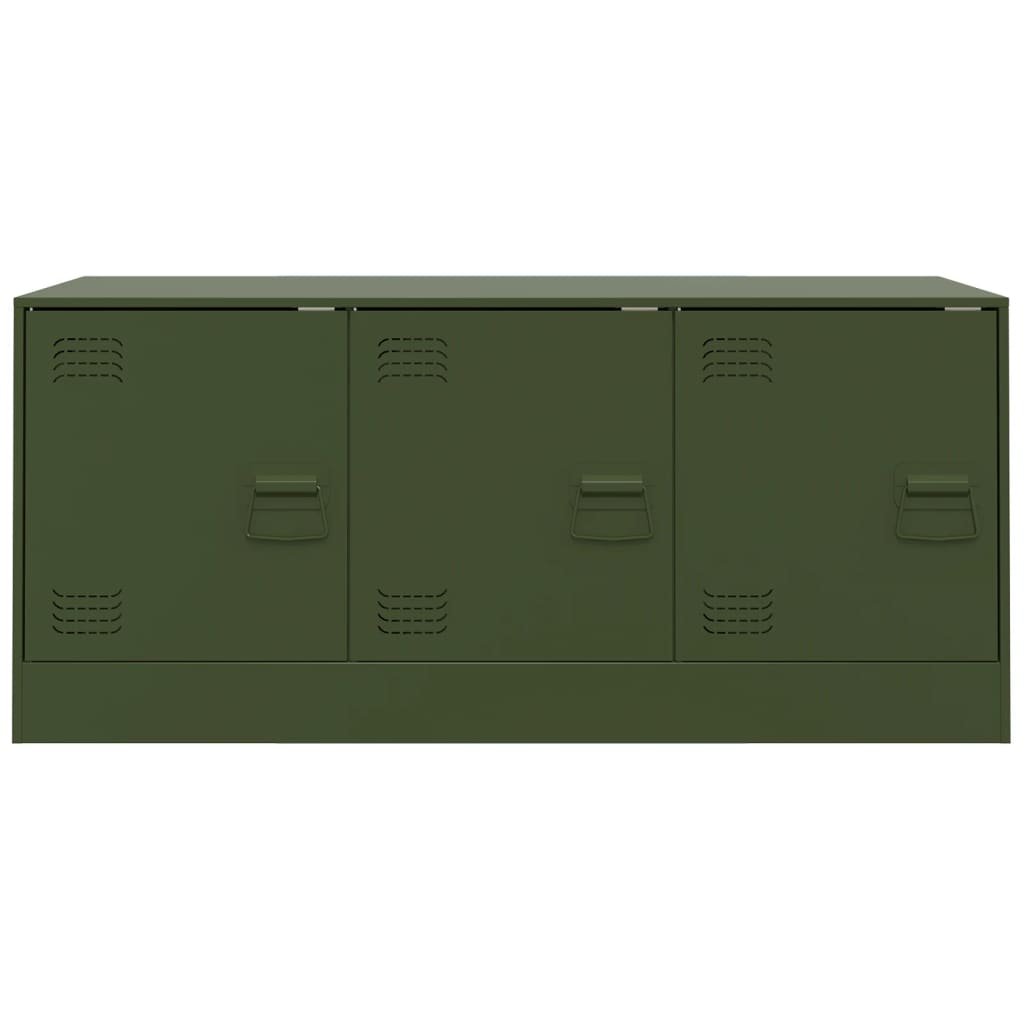 vidaXL Meuble TV vert olive 99x39x44 cm acier