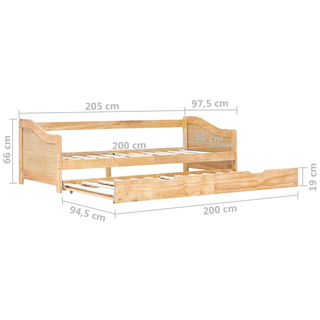 vidaXL Cadre de lit extensible sans matelas bois de pin 90x200 cm