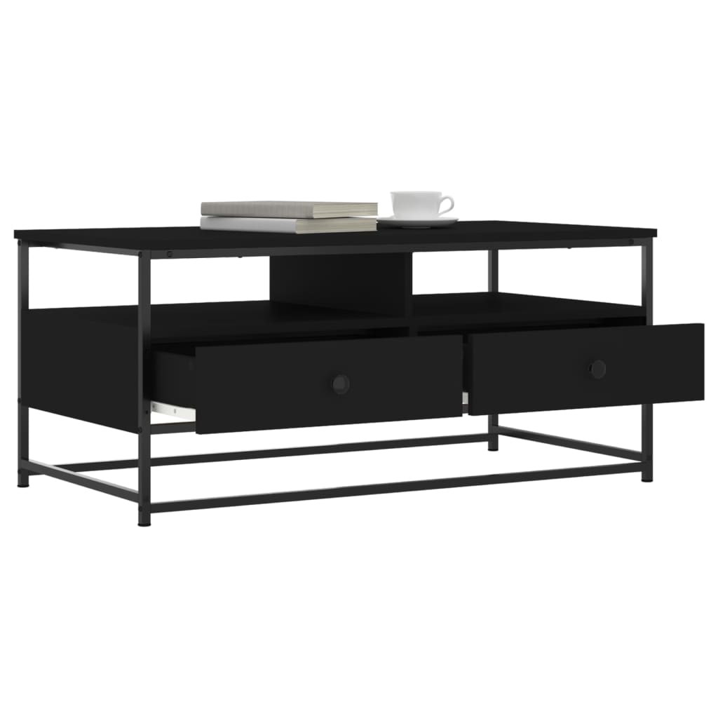 vidaXL Table basse noir 100x51x45 cm bois d'ingénierie