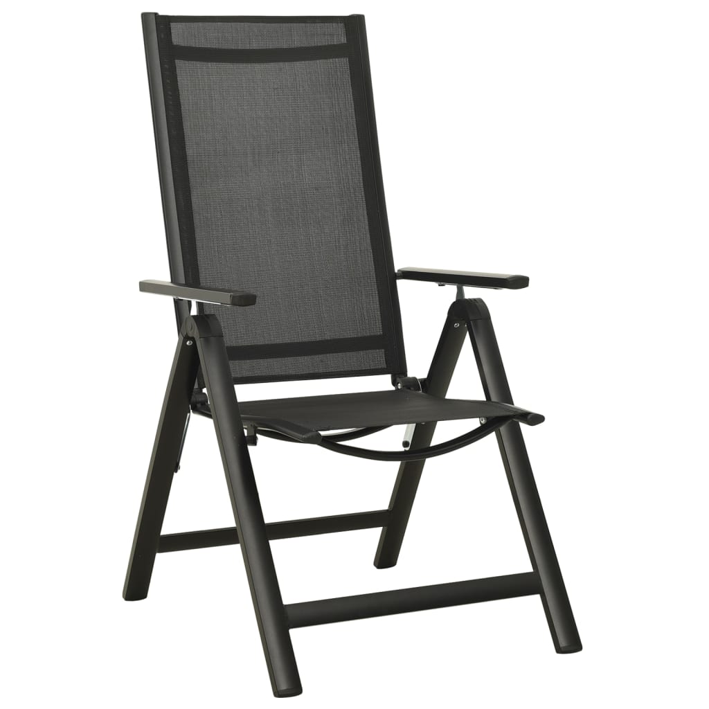 vidaXL Chaises pliables de jardin 2 pcs Textilène et aluminium Noir