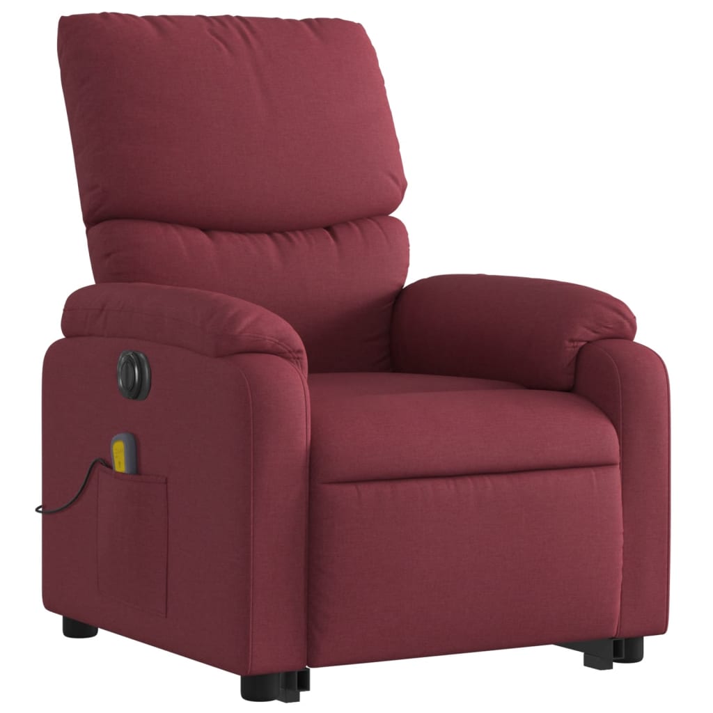 vidaXL Fauteuil inclinable de massage électrique Rouge bordeaux Tissu