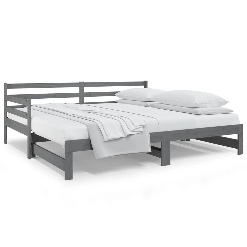 vidaXL Lit coulissant sans matelas gris 2x(90x190) cm