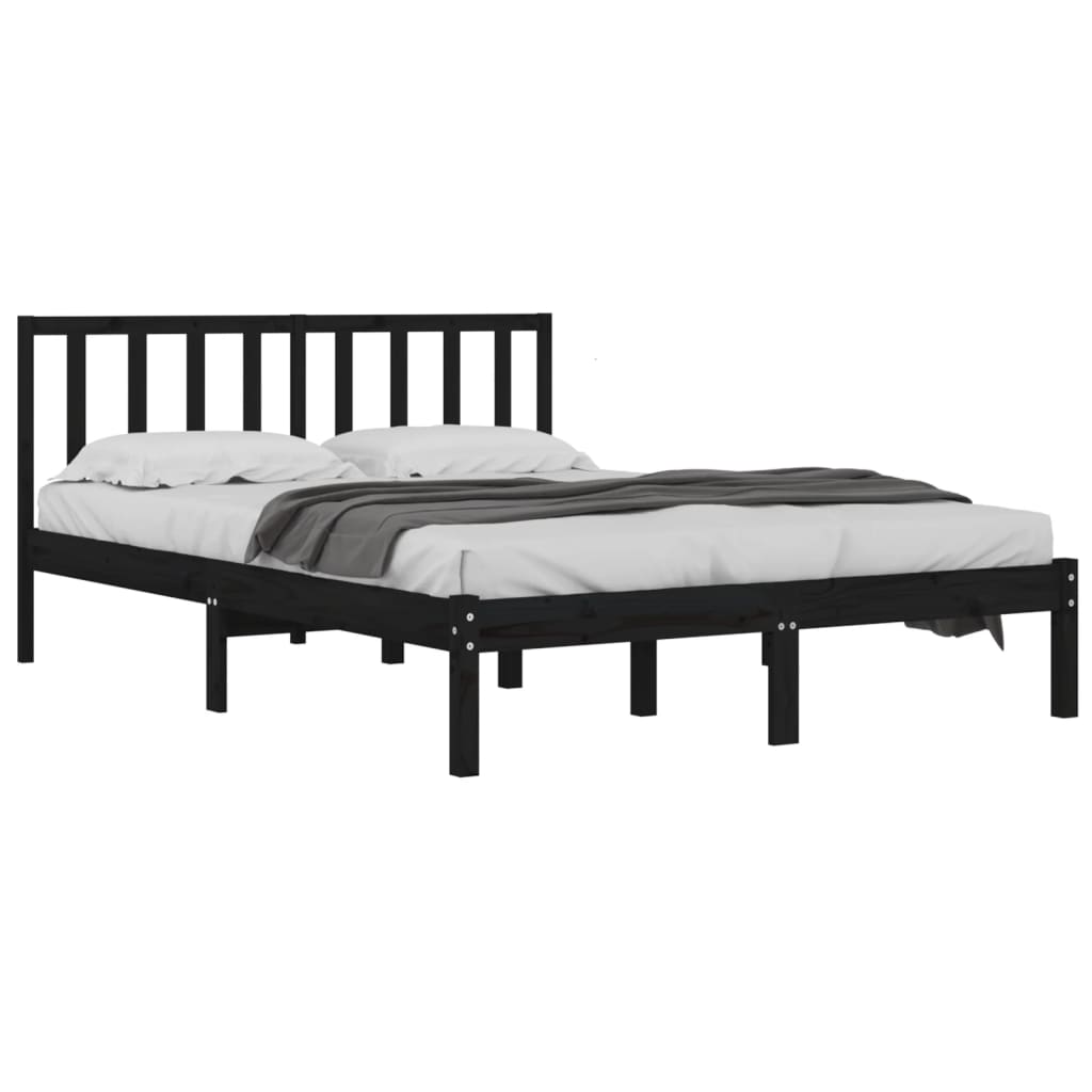 vidaXL Cadre de lit sans matelas noir bois massif de pin 200x200 cm