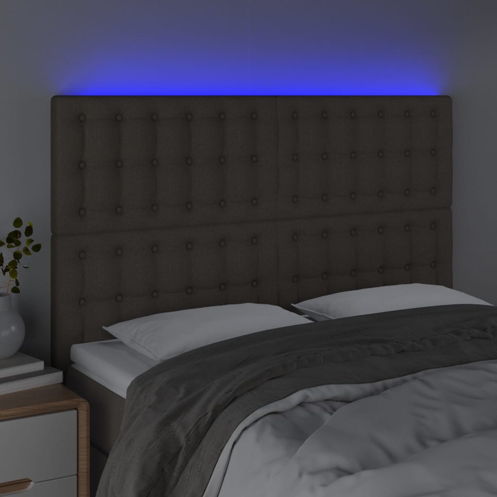 vidaXL Tête de lit à LED Taupe 144x5x118/128 cm Tissu