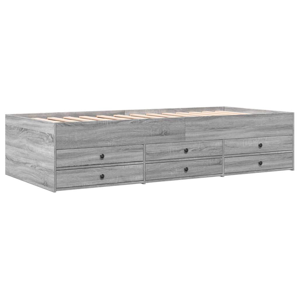 vidaXL Lit de jour avec tiroirs sans matelas sonoma gris 75x190 cm