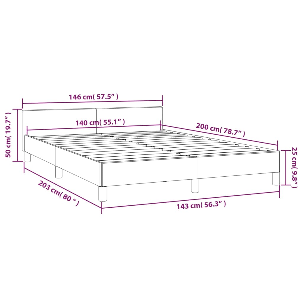 vidaXL Cadre de lit sans matelas marron foncé 140x200 cm tissu