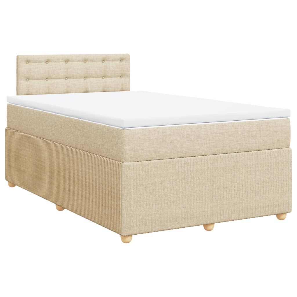 vidaXL Sommier à lattes de lit avec matelas Crème 120x200 cm Tissu