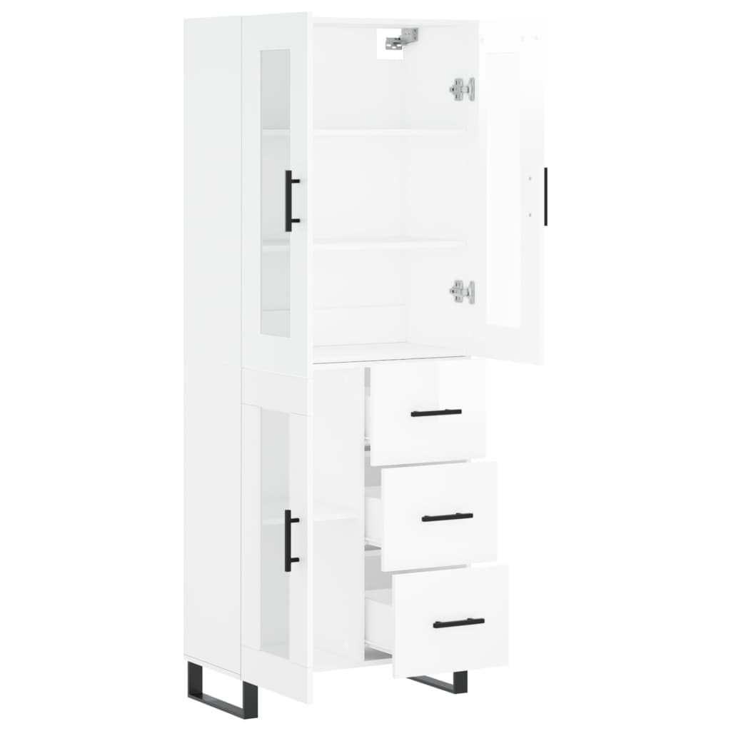 vidaXL Buffet haut Blanc brillant 69,5x34x180 cm Bois d'ingénierie