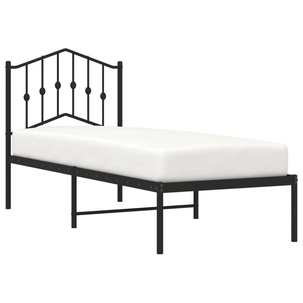 vidaXL Cadre de lit métal sans matelas avec tête de lit noir 75x190 cm