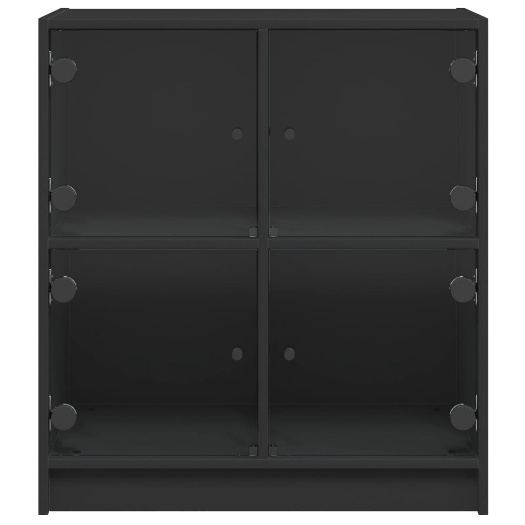 vidaXL Armoire latérale avec portes en verre noir 68x37x75,5 cm