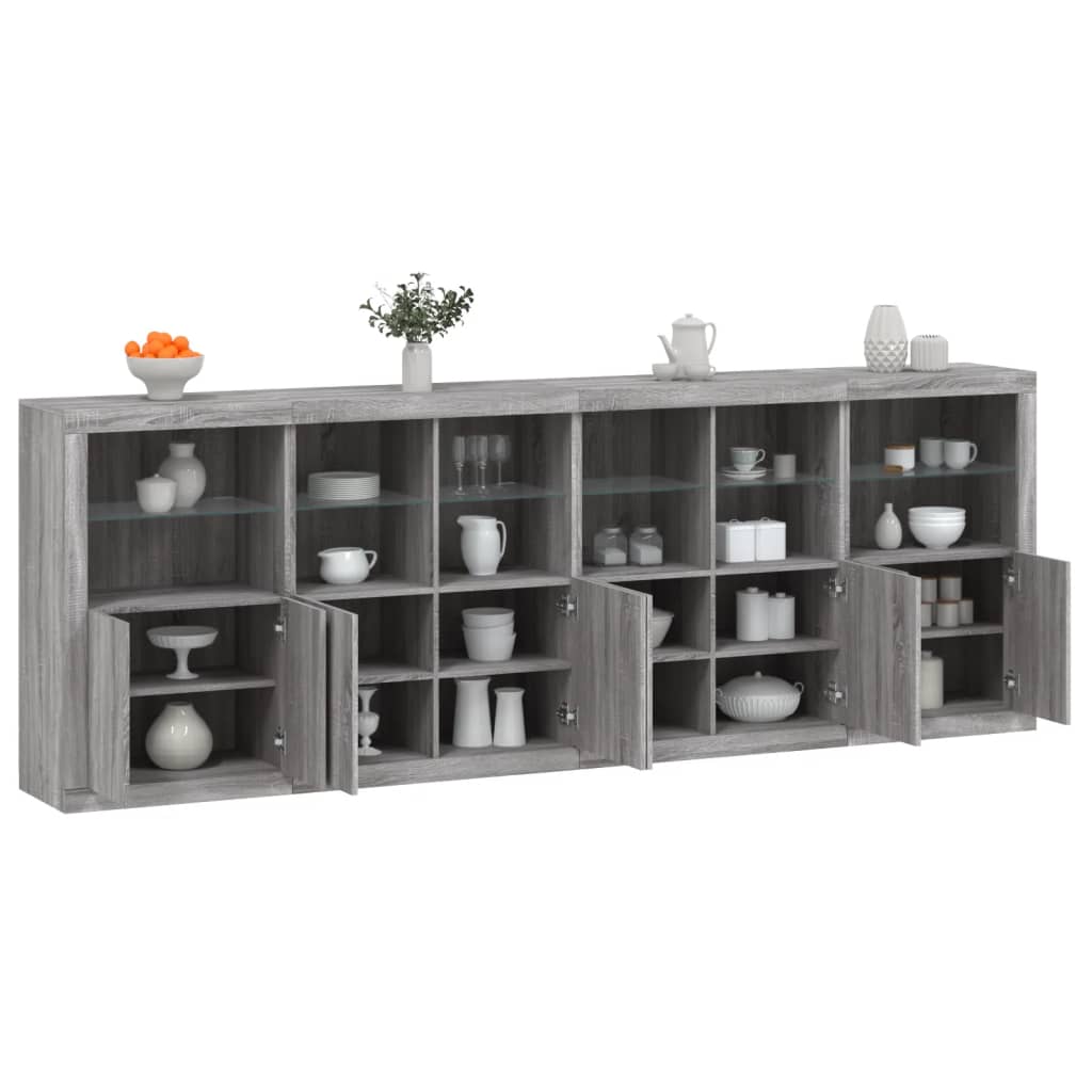 vidaXL Buffet avec lumières LED sonoma gris 283x37x100 cm