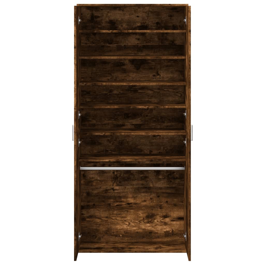 vidaXL Armoire à chaussures chêne fumé 80x39x178 cm bois d'ingénierie