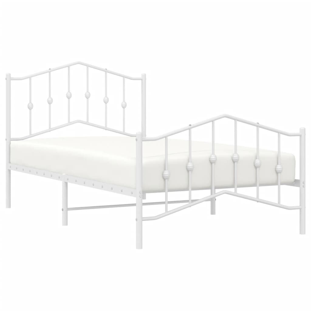 vidaXL Cadre de lit métal sans matelas et pied de lit blanc 100x190 cm