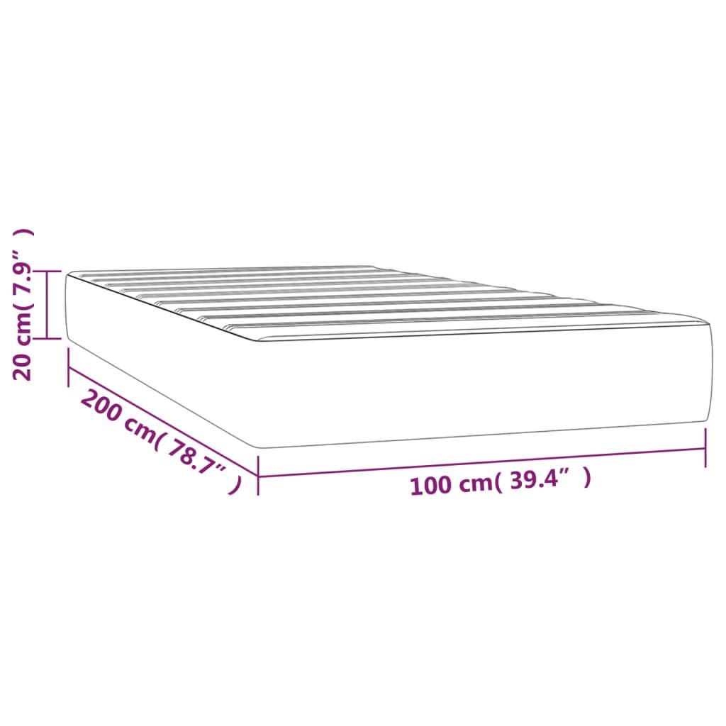 vidaXL Matelas de lit à ressorts ensachés Gris foncé 100x200x20 cm