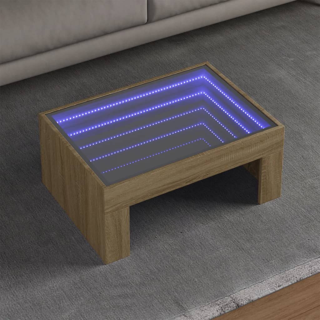 vidaXL Table basse avec LED infini chêne sonoma 70x50x30 cm