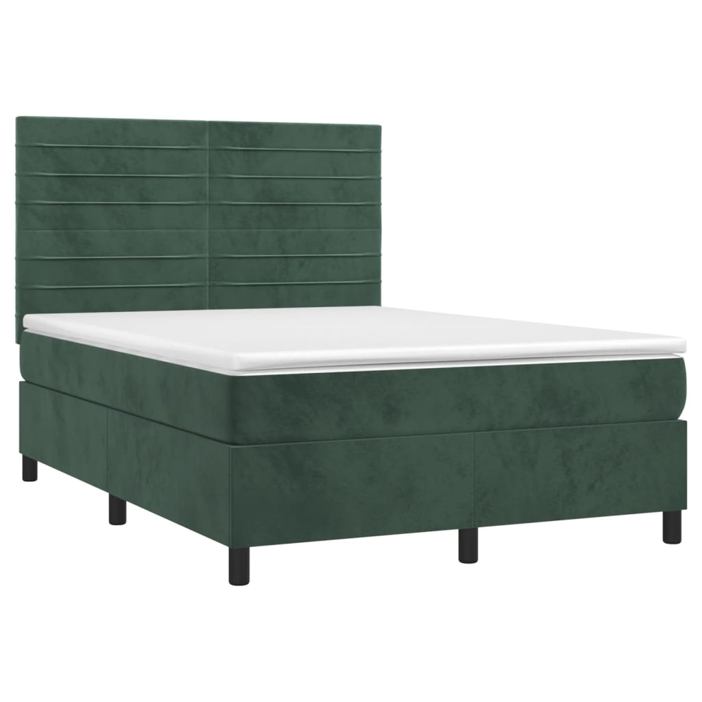 vidaXL Sommier à lattes de lit et matelas Vert foncé 140x190cm Velours