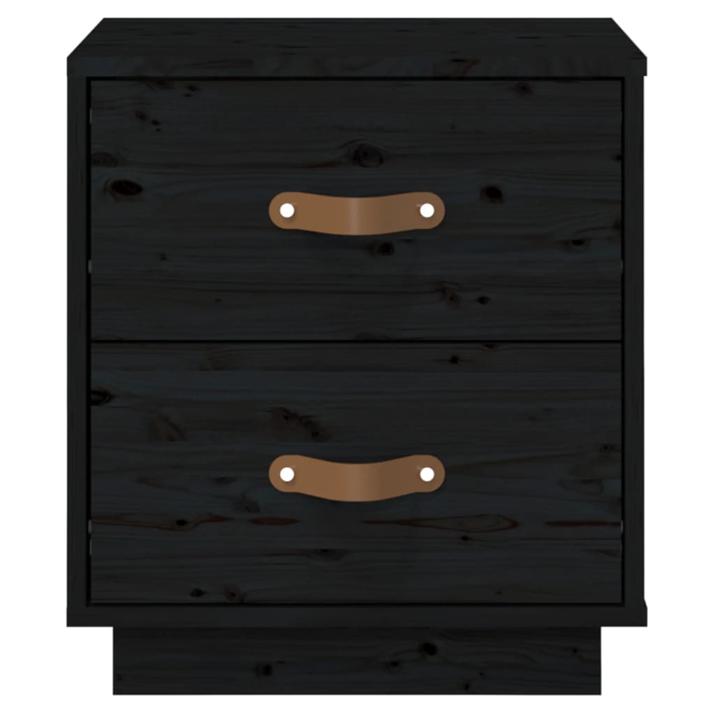 vidaXL Table de chevet Noir 40x34x45 cm Bois de pin massif