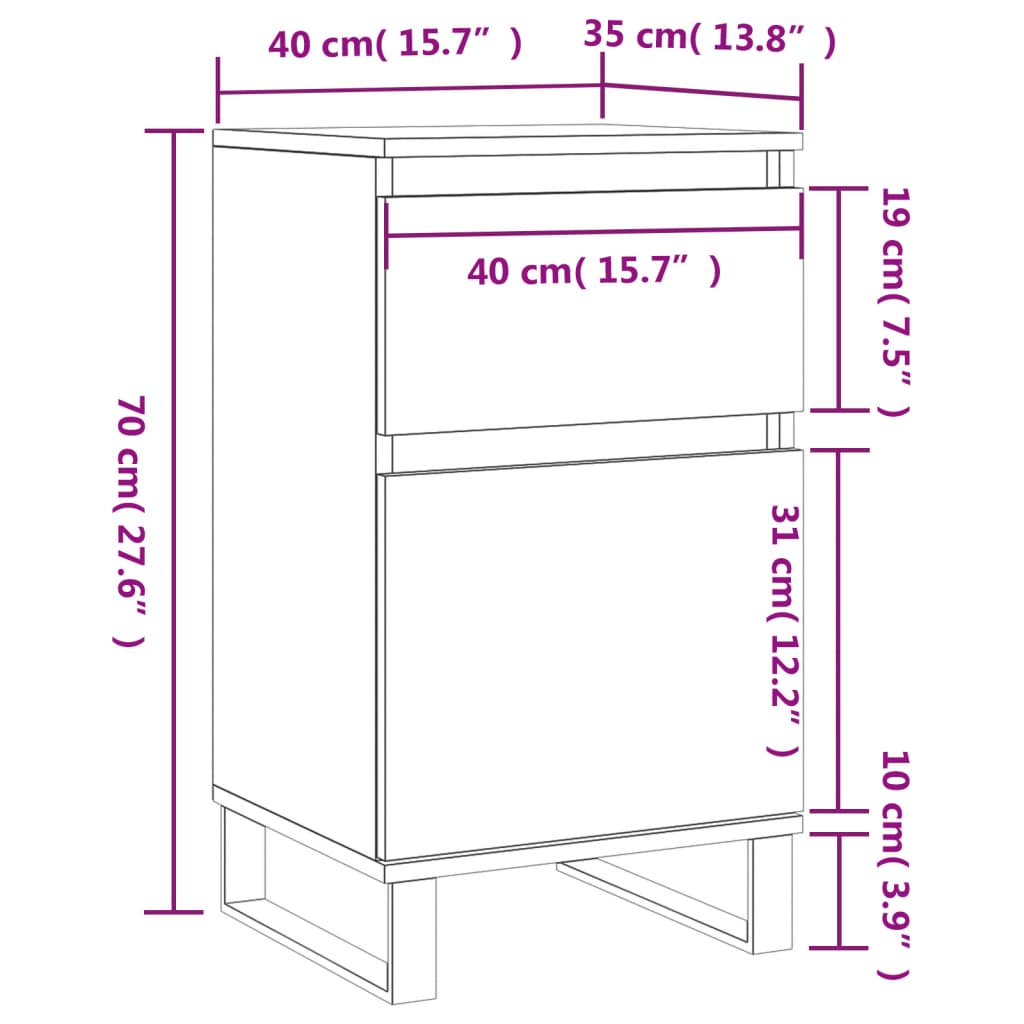 vidaXL Buffet sonoma gris 40x35x70 cm bois d'ingénierie