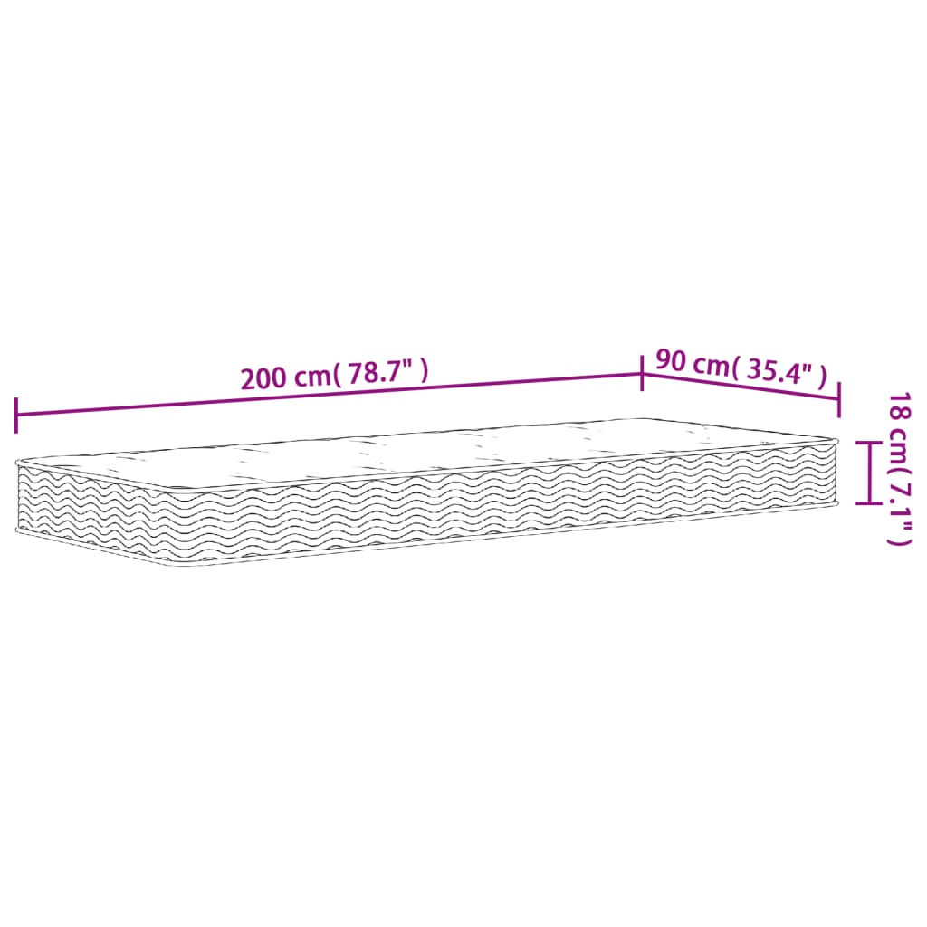 vidaXL Matelas à ressorts bonnell moyen 90x200 cm