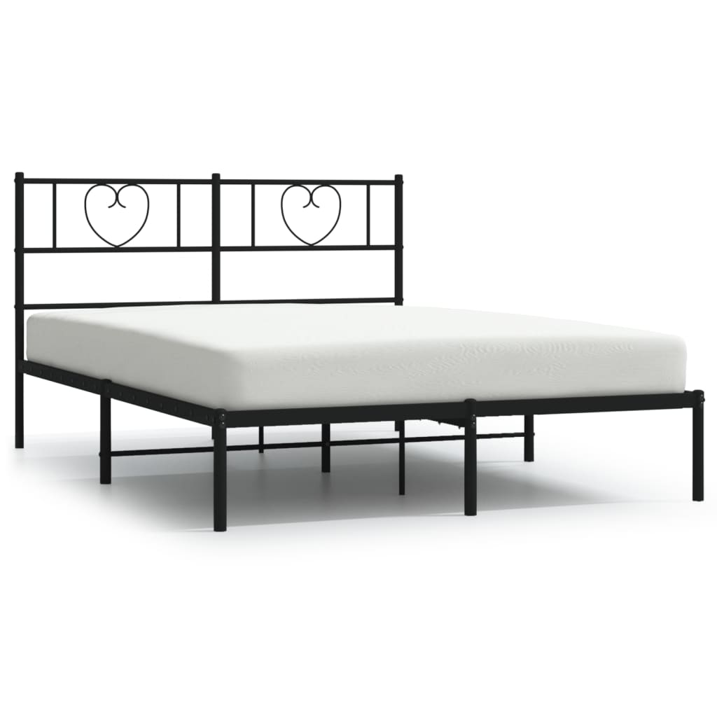 vidaXL Cadre de lit métal sans matelas avec tête de lit noir 140x200cm