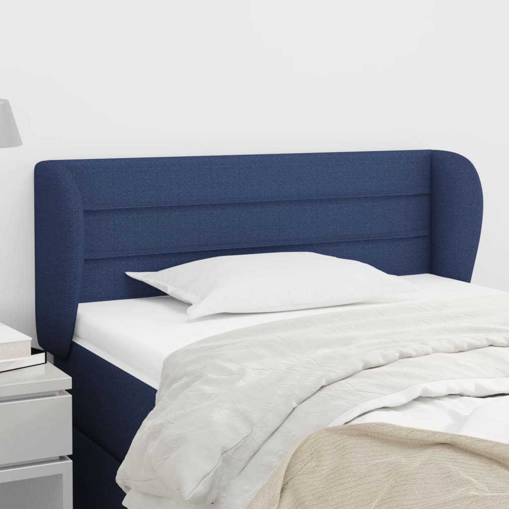 vidaXL Tête de lit avec oreilles Bleu 103x23x78/88 cm Tissu