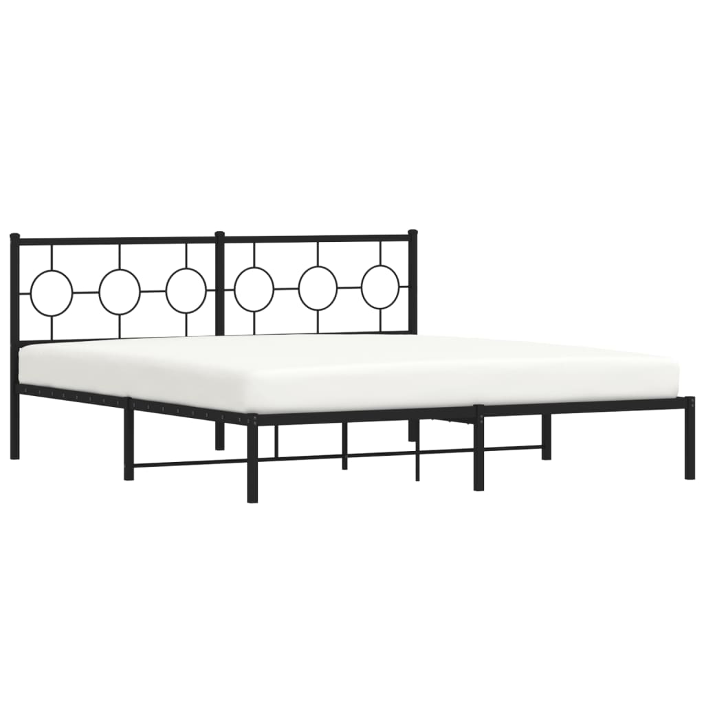 vidaXL Cadre de lit métal sans matelas et tête de lit noir 180x200 cm