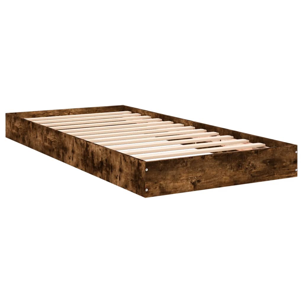 vidaXL Cadre de lit sans matelas chêne fumé 75x190cm bois d'ingénierie