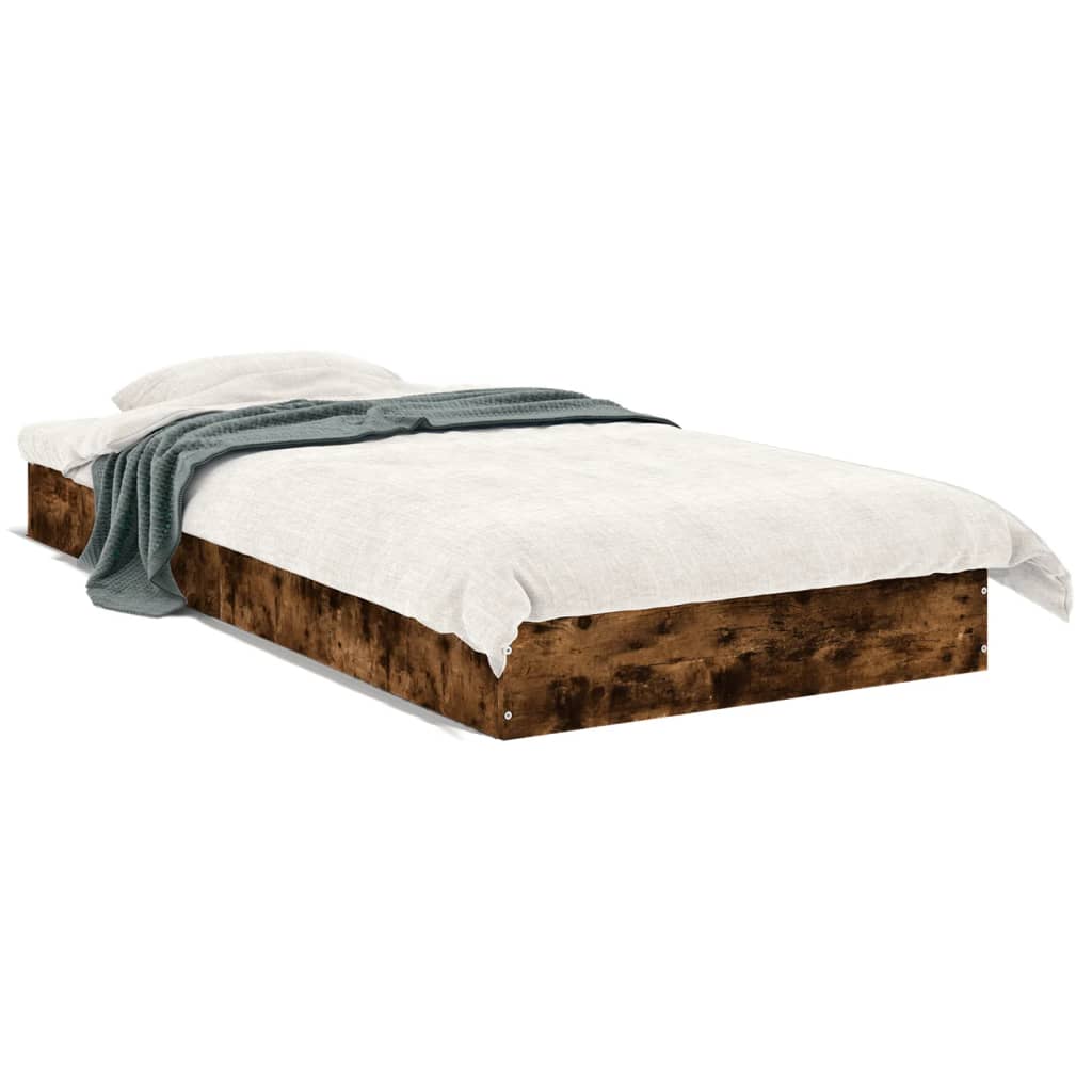 vidaXL Cadre de lit sans matelas chêne fumé 75x190cm bois d'ingénierie