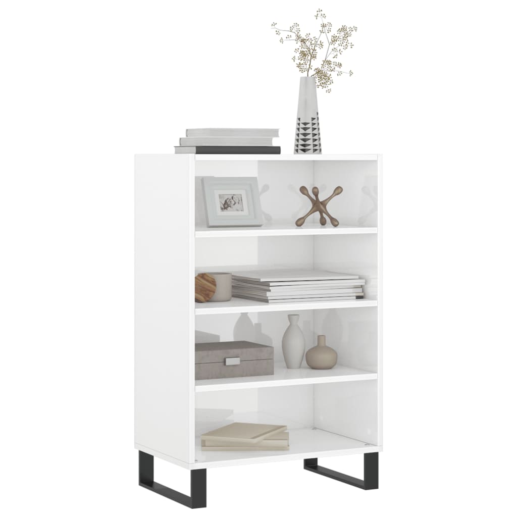 vidaXL Buffet haut blanc brillant 57x35x90 cm bois d'ingénierie