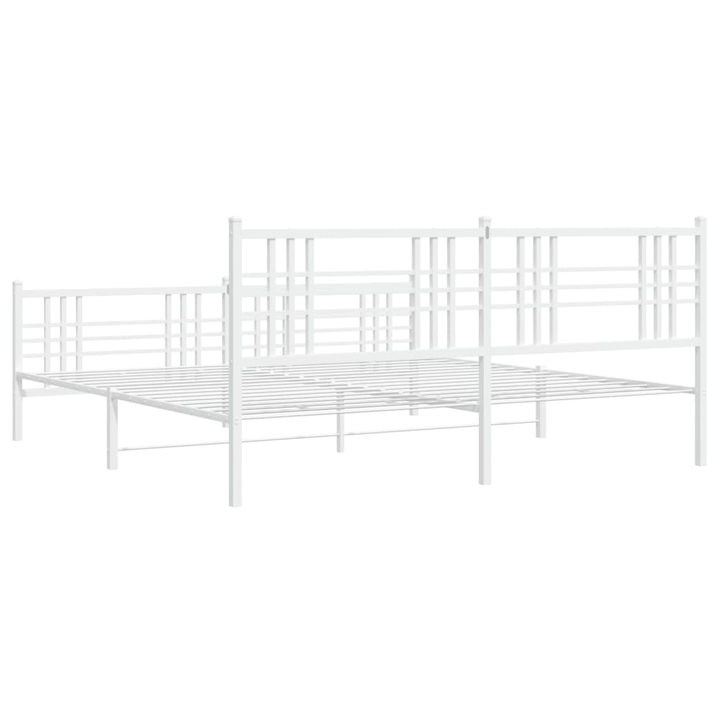 vidaXL Cadre de lit métal sans matelas et pied de lit blanc 200x200 cm