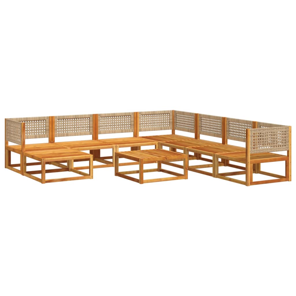 vidaXL Salon de jardin avec coussins 9 pcs bois massif d'acacia