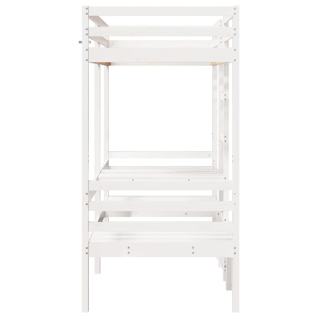 vidaXL Lit mezzanine avec bureau et chaises blanc 75x190 cm pin massif