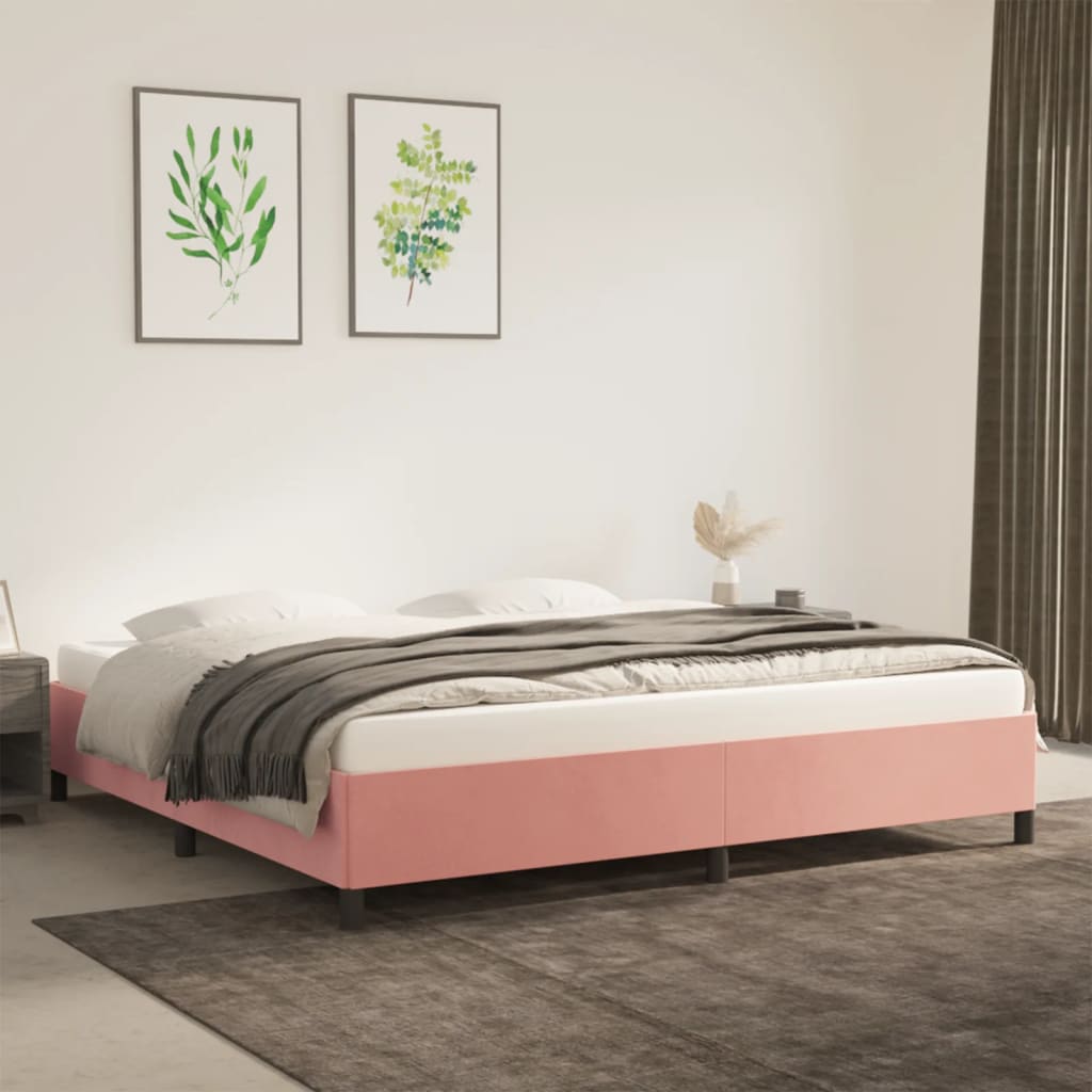 vidaXL Cadre de lit sans matelas rose 200x200 cm velours