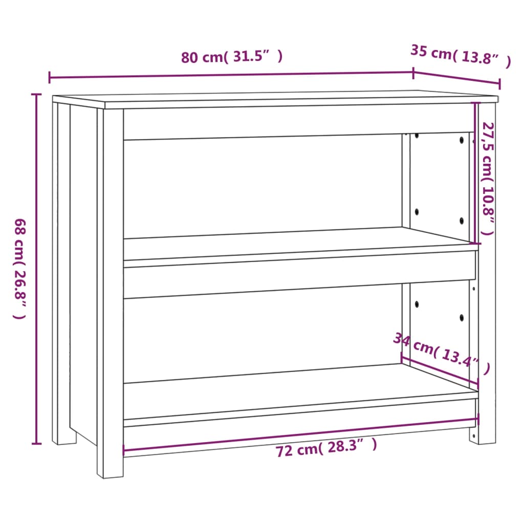 vidaXL Bibliothèque Marron miel 80x35x68 cm Bois de pin massif