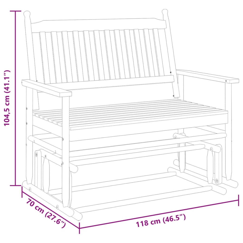 vidaXL Banc balancelle gris 118x70x104,5 cm bois massif de peuplier