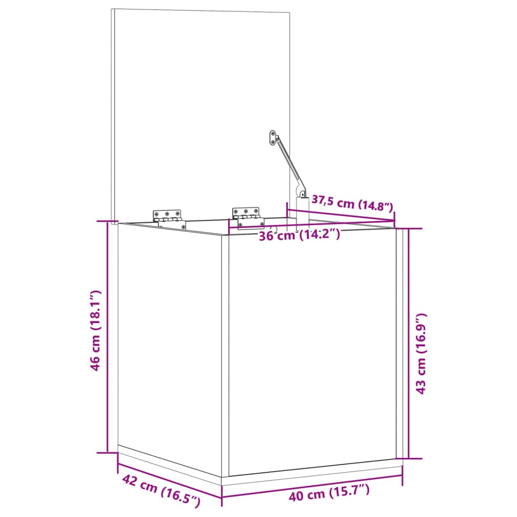 vidaXL Boîte de rangement noir 40x42x46 cm bois d'ingénierie