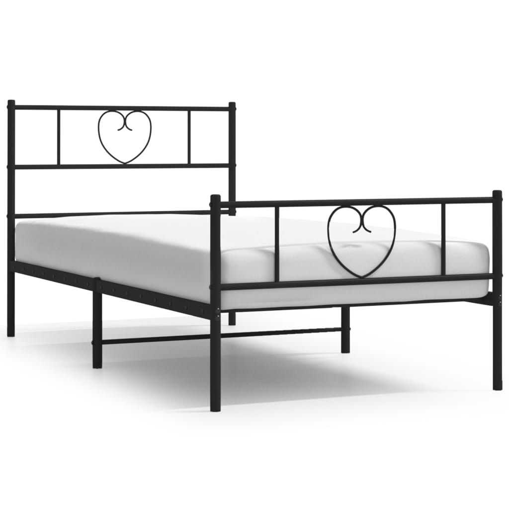 vidaXL Cadre de lit métal sans matelas avec pied de lit noir 107x203cm