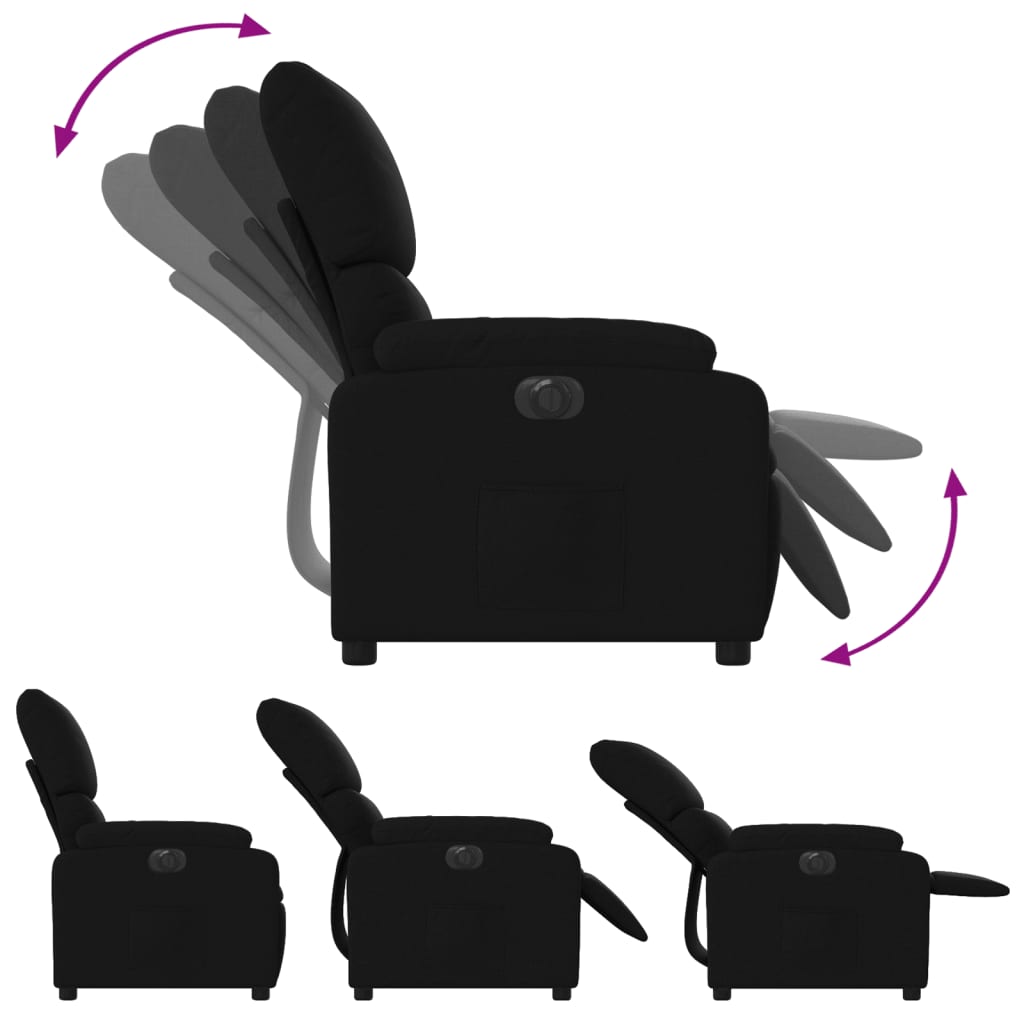 vidaXL Fauteuil inclinable électrique Noir Tissu