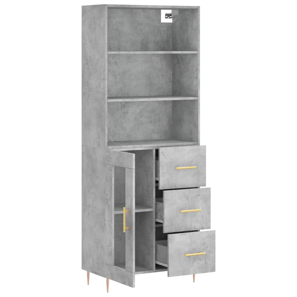 vidaXL Buffet haut Gris béton 69,5x34x180 cm Bois d'ingénierie