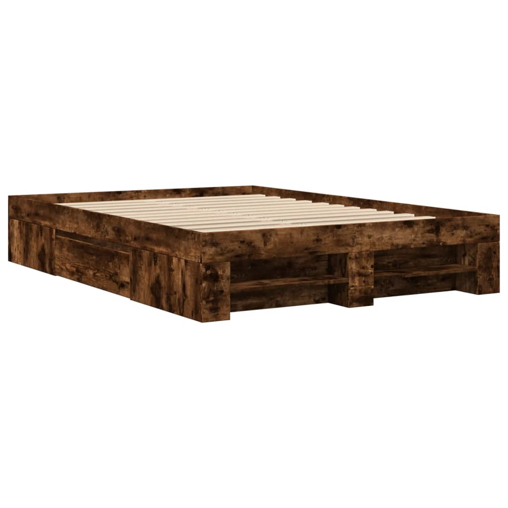 vidaXL Cadre de lit sans matelas chêne fumé 120x190 cm bois ingénierie