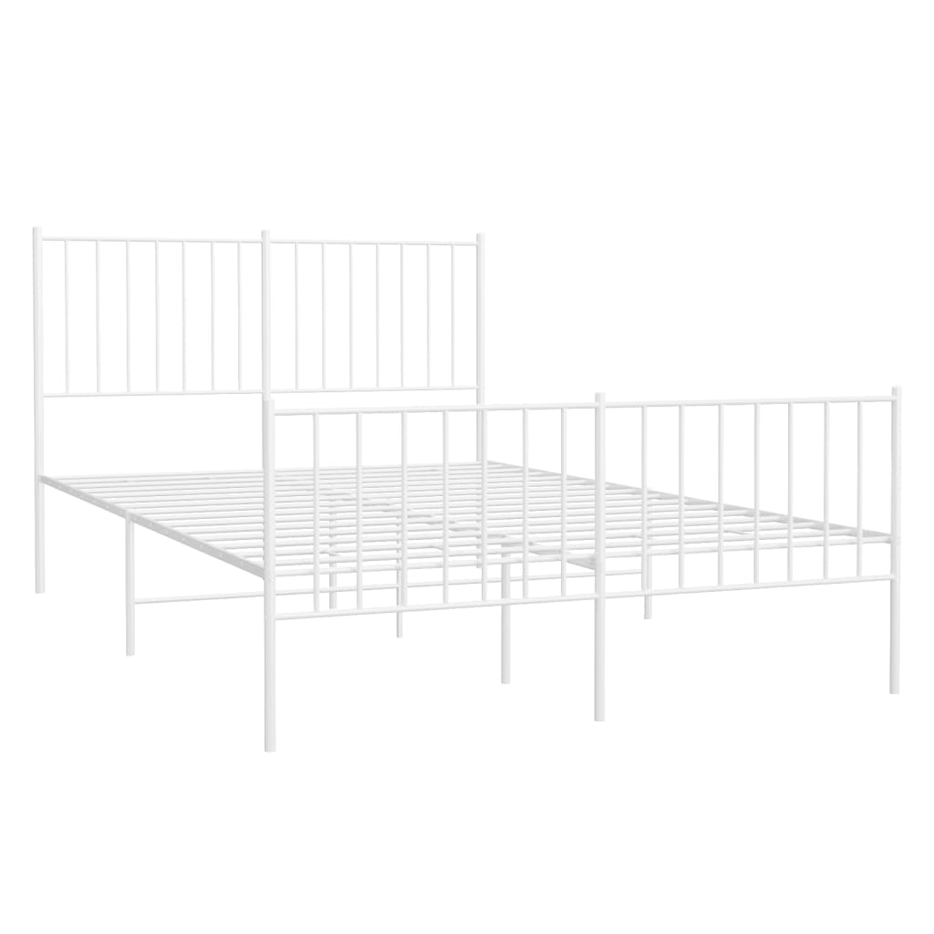 vidaXL Cadre de lit métal sans matelas et pied de lit blanc 120x190 cm