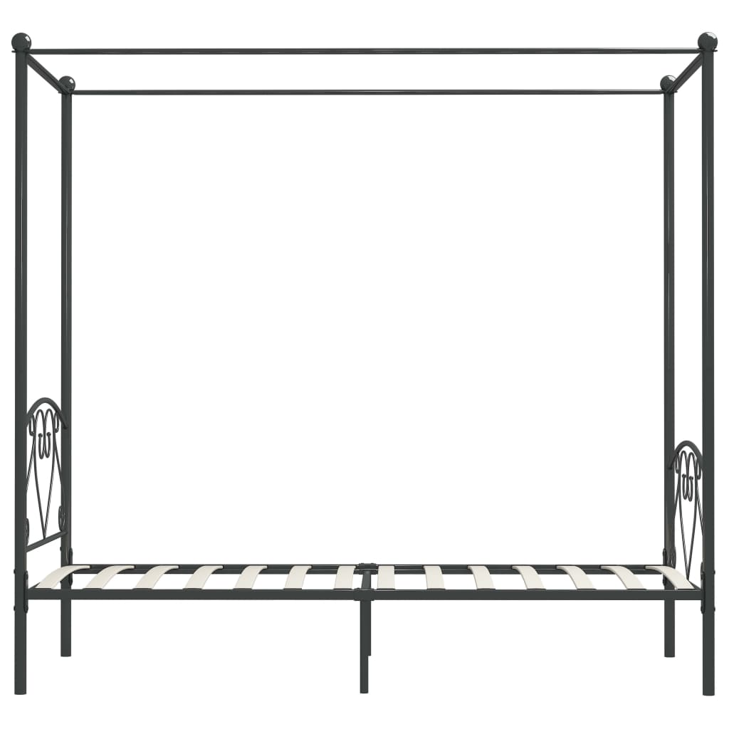 vidaXL Cadre de lit à baldaquin sans matelas gris métal 100x200 cm