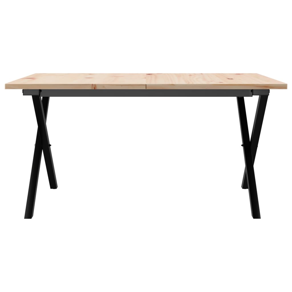 vidaXL Table basse cadre en X 80x80x45 cm bois de pin massif et acier