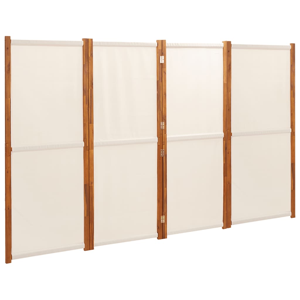 vidaXL Cloison de séparation 4 panneaux Blanc crème 280x180 cm