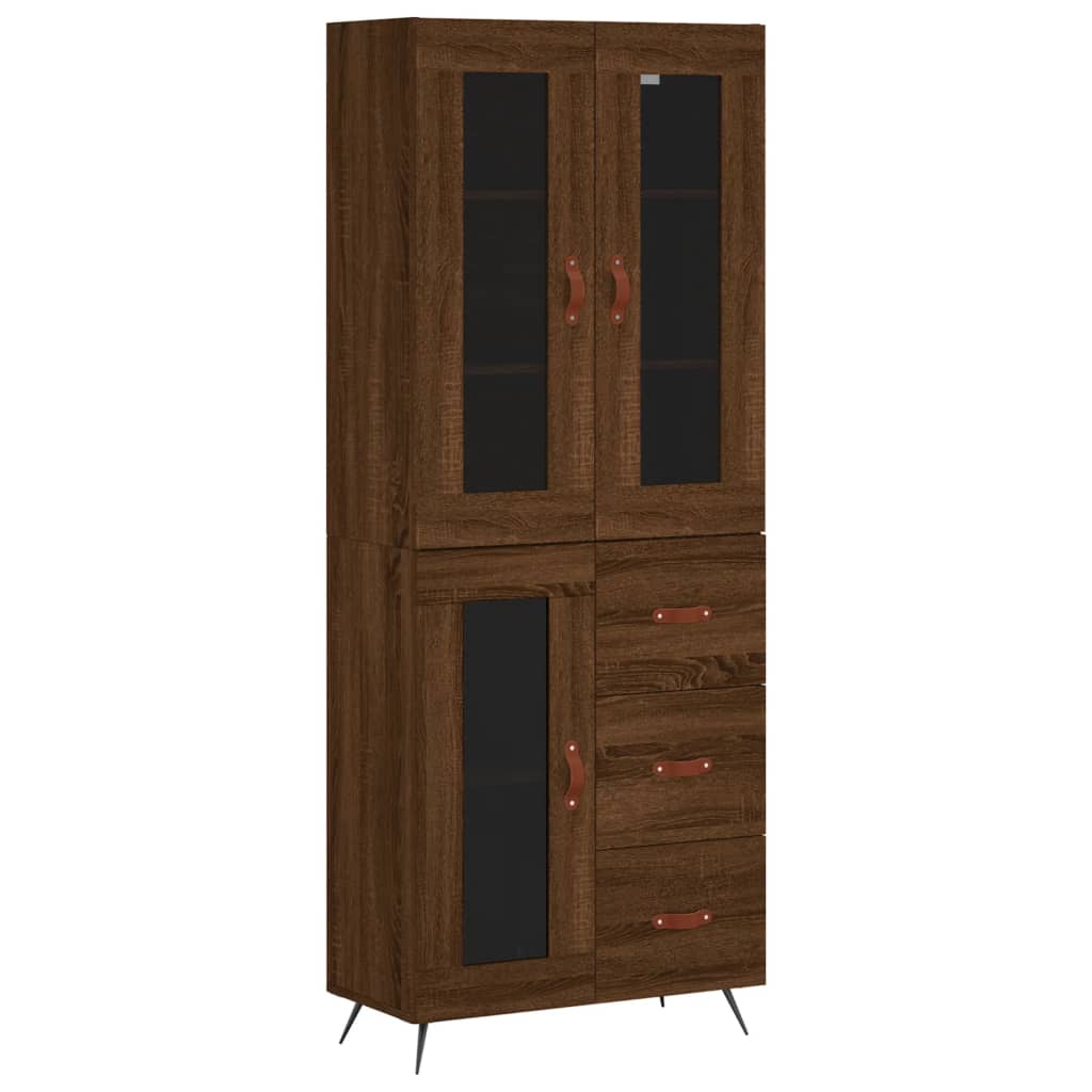 vidaXL Buffet haut Chêne marron 69,5x34x180 cm Bois d'ingénierie